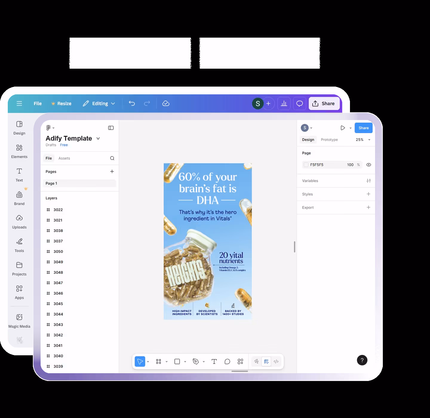 Opening a template in Canva or Figma