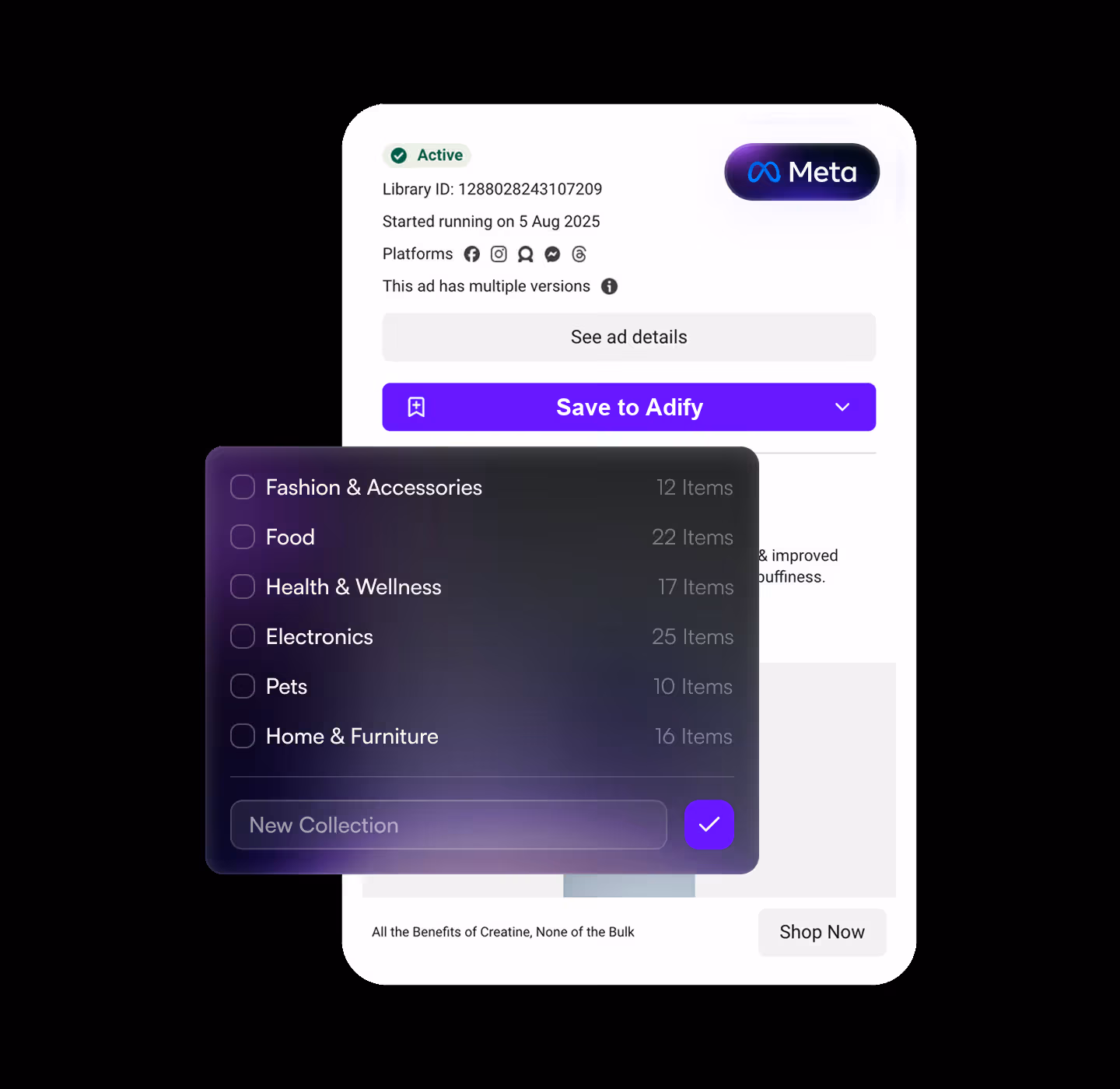 Saving ads from the Meta Ad Library