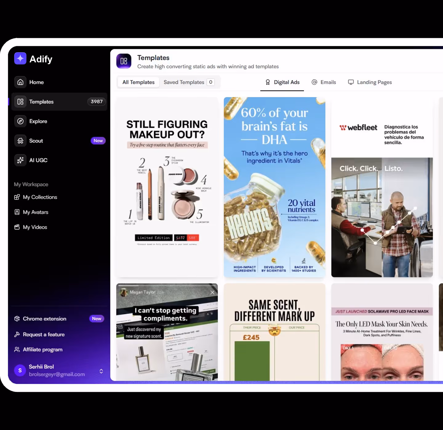 Library of winning ad templates